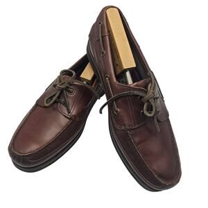 Bass VTG Nubuck Brown Leather "Harry" Boat Deck Shoe Loafer Docksider Size 10.5M